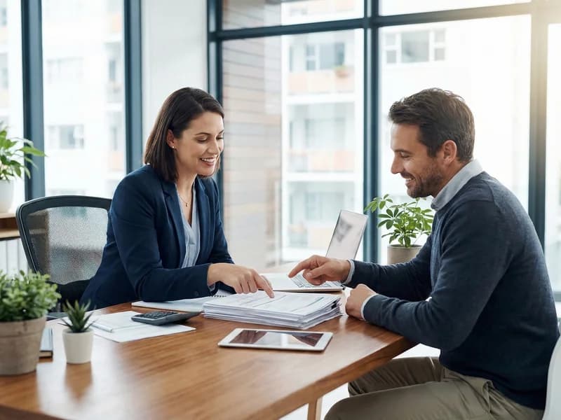 Professional tax preparer reviewing individual tax documents
